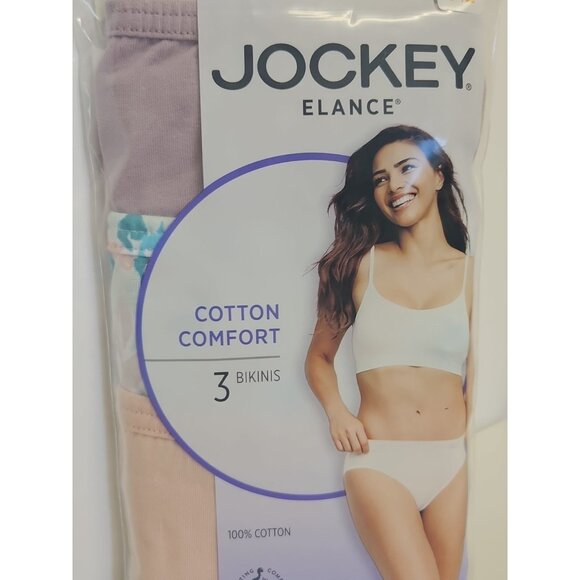 JOCKEY  Women's Underwear Elance Size 7/L Bikini Style 1484 Pink, Blue, Lavander - Picture 1 of 7